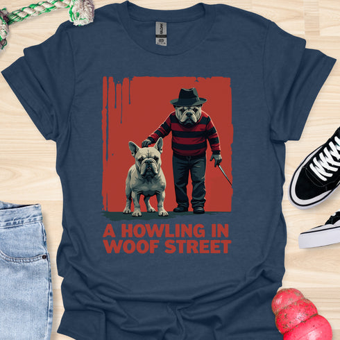 A Howling at Woof Street - Halloween - V1 - Frenchie and Bulldog T-Shirt